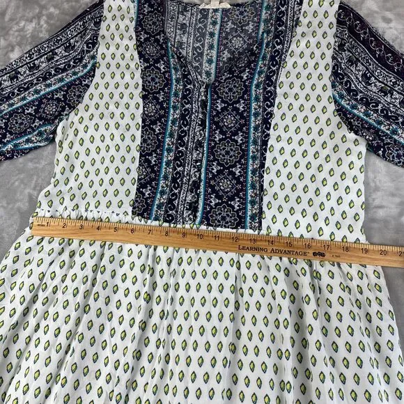 Reborn J Boho Dress Womens 1X Colorful Pattern Button Front Flowy Elephant(1003) - Picture 12 of 15